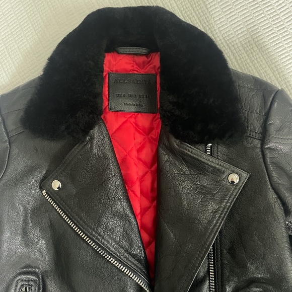 New Shearling All Saints Leather Jacket - Picture 2 of 7